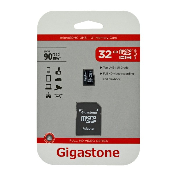 Gigastone MicroSDHC UHS-1 32GB Κάρτα Μνήμης C10 Full HD Video Series με SD Αντάπτορα up to 90 MB/s* 